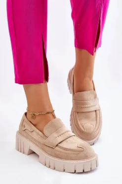 Boto Mokasyny Damskie Zamszowe*Damskie Zamszowe Wsuwane Półbuty Beżowe Fiorell