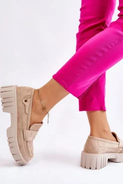 Boto Mokasyny Damskie Zamszowe*Damskie Zamszowe Wsuwane Półbuty Beżowe Fiorell