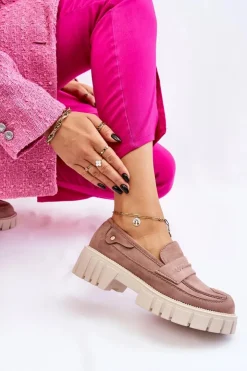 Boto Mokasyny Damskie Zamszowe*Damskie Zamszowe Wsuwane Półbuty Jasnobrązowe Fiorell