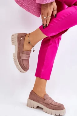 Boto Mokasyny Damskie Zamszowe*Damskie Zamszowe Wsuwane Półbuty Jasnobrązowe Fiorell