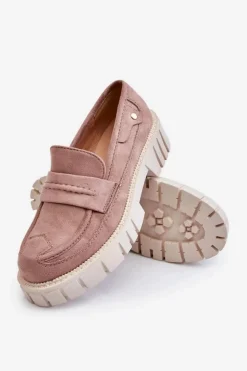 Boto Mokasyny Damskie Zamszowe*Damskie Zamszowe Wsuwane Półbuty Jasnobrązowe Fiorell