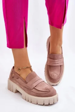 Boto Mokasyny Damskie Zamszowe*Damskie Zamszowe Wsuwane Półbuty Jasnobrązowe Fiorell