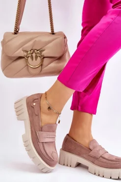 Boto Mokasyny Damskie Zamszowe*Damskie Zamszowe Wsuwane Półbuty Jasnobrązowe Fiorell