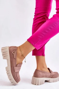 Boto Mokasyny Damskie Zamszowe*Damskie Zamszowe Wsuwane Półbuty Jasnobrązowe Fiorell