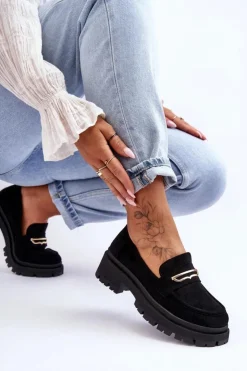 Boto Mokasyny Na Platformie|Mokasyny Damskie Zamszowe*Damskie Zamszowe Wsuwane Mokasyny Czarne Pure Love