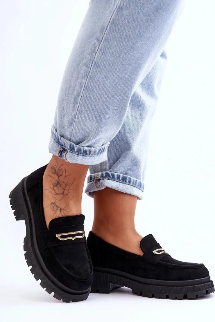 Boto Mokasyny Na Platformie|Mokasyny Damskie Zamszowe*Damskie Zamszowe Wsuwane Mokasyny Czarne Pure Love