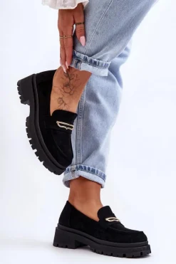 Boto Mokasyny Na Platformie|Mokasyny Damskie Zamszowe*Damskie Zamszowe Wsuwane Mokasyny Czarne Pure Love