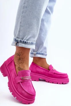 Sale Boto Damskie Zamszowe Wsuwane Mokasyny Różowe Pure Love