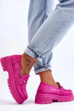 Sale Boto Damskie Zamszowe Wsuwane Mokasyny Różowe Pure Love