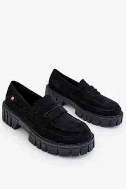 Damskie Boto Damskie Zamszowe Wsuwane Półbuty Czarne Fiorell