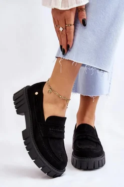 Damskie Boto Damskie Zamszowe Wsuwane Półbuty Czarne Fiorell