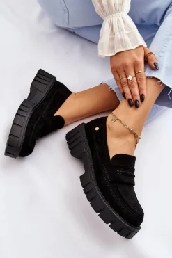 Damskie Boto Damskie Zamszowe Wsuwane Półbuty Czarne Fiorell