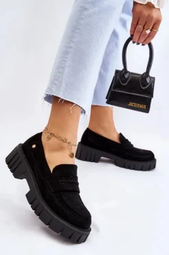 Damskie Boto Damskie Zamszowe Wsuwane Półbuty Czarne Fiorell