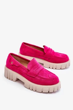 Discount Boto Damskie Zamszowe Wsuwane Półbuty Fuksja Fiorell Różowy