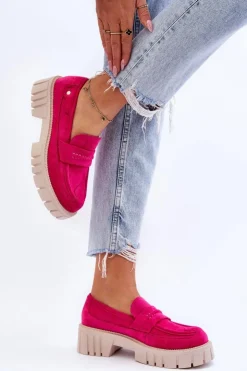 Discount Boto Damskie Zamszowe Wsuwane Półbuty Fuksja Fiorell Różowy