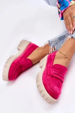 Discount Boto Damskie Zamszowe Wsuwane Półbuty Fuksja Fiorell Różowy