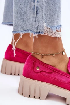 Discount Boto Damskie Zamszowe Wsuwane Półbuty Fuksja Fiorell Różowy
