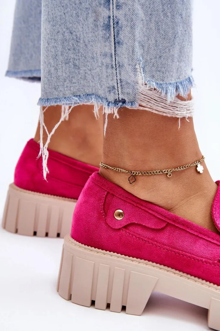 Discount Boto Damskie Zamszowe Wsuwane Półbuty Fuksja Fiorell Różowy