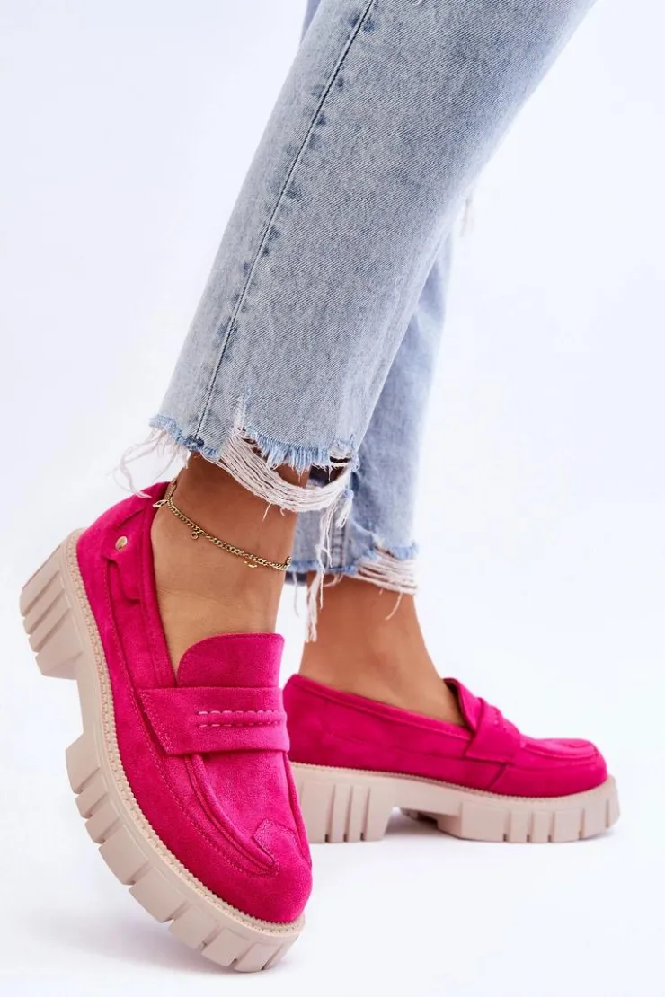 Discount Boto Damskie Zamszowe Wsuwane Półbuty Fuksja Fiorell Różowy