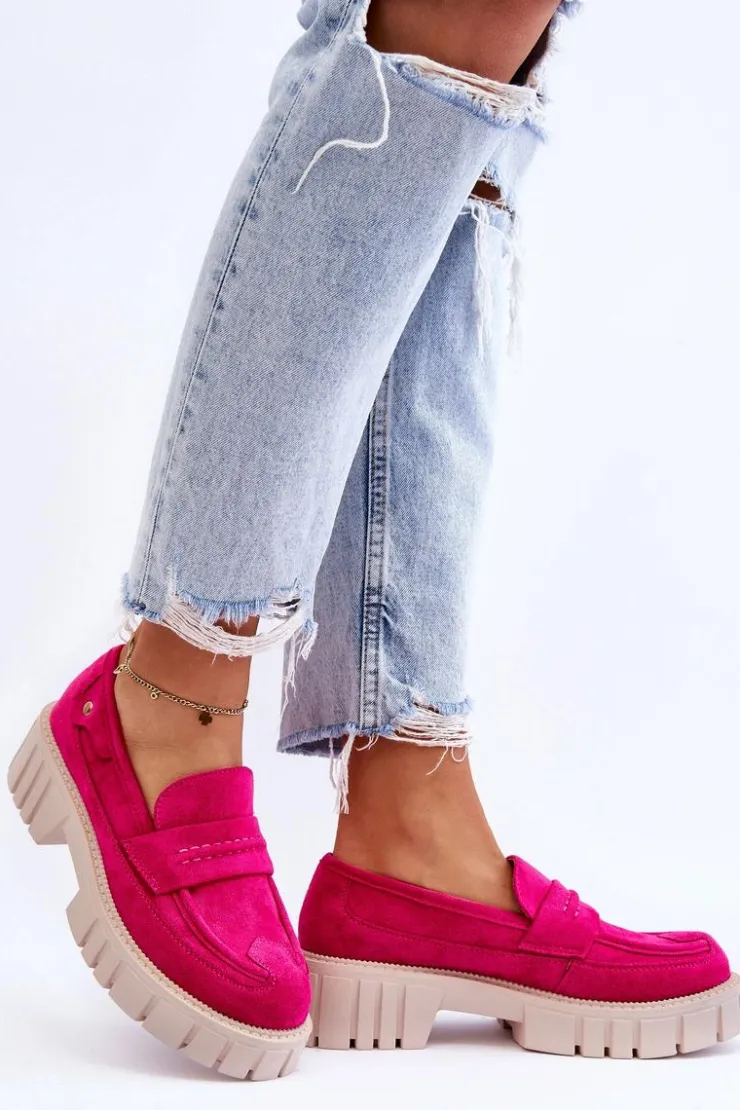 Discount Boto Damskie Zamszowe Wsuwane Półbuty Fuksja Fiorell Różowy