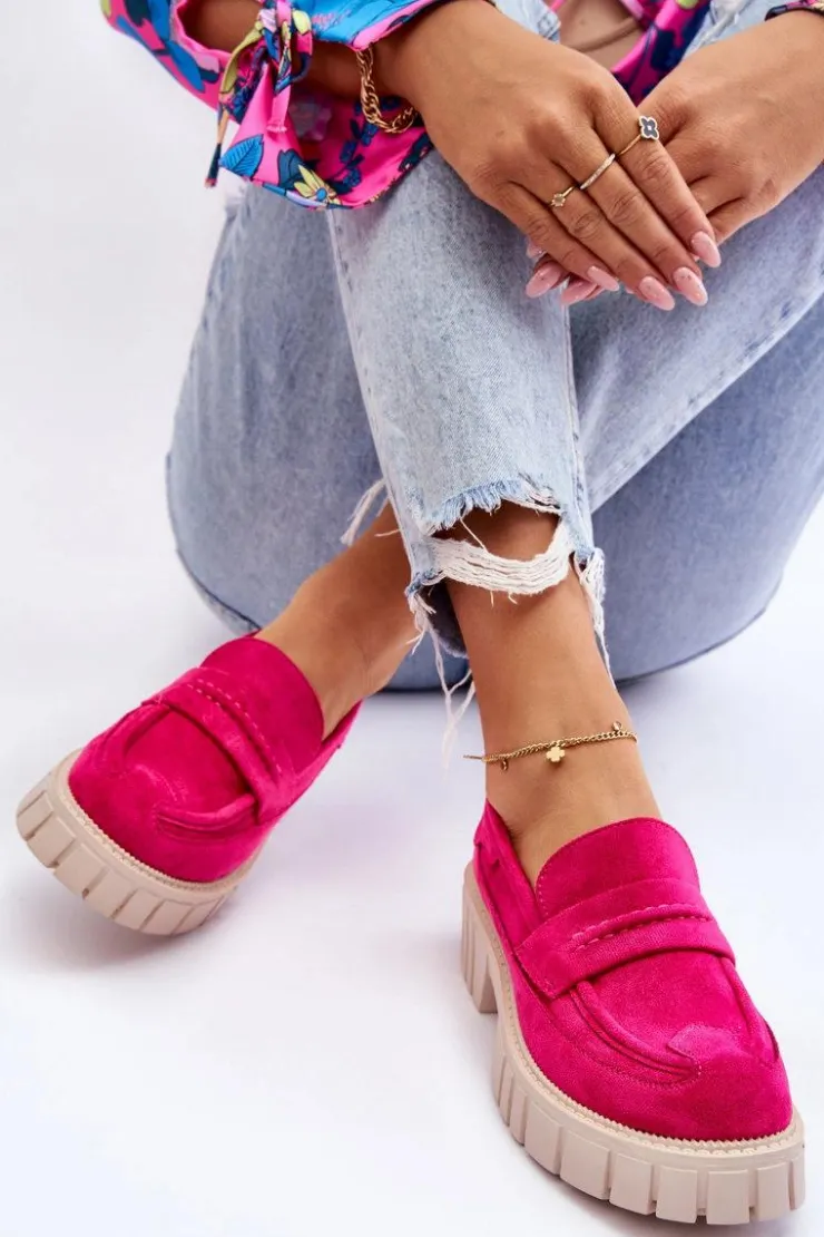 Discount Boto Damskie Zamszowe Wsuwane Półbuty Fuksja Fiorell Różowy