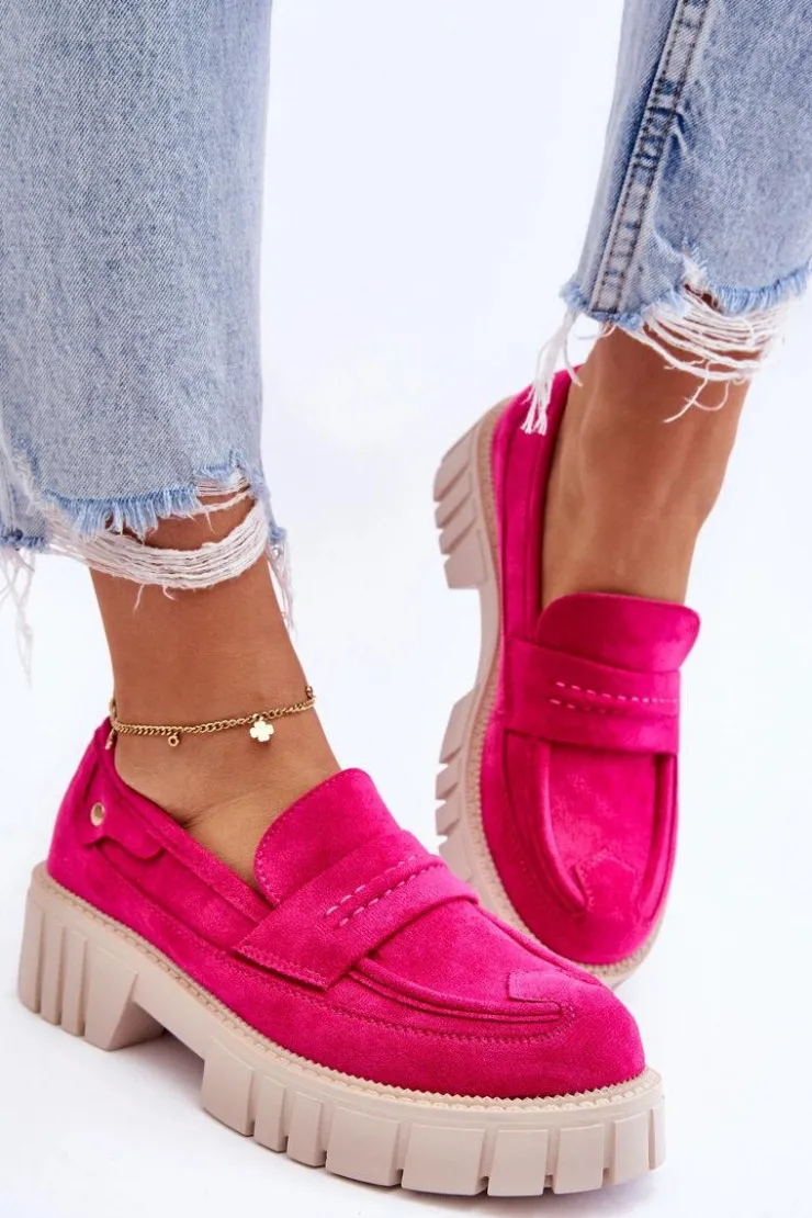 Discount Boto Damskie Zamszowe Wsuwane Półbuty Fuksja Fiorell Różowy