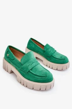 Online Boto Damskie Zamszowe Wsuwane Półbuty Zielone Fiorell