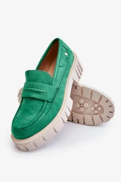 Online Boto Damskie Zamszowe Wsuwane Półbuty Zielone Fiorell