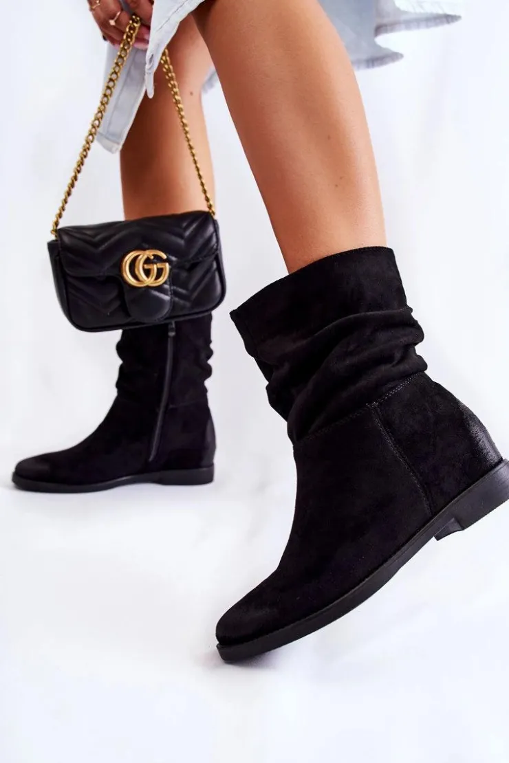 Clearance Boto Damskie Zamszowe Wysokie Botki Czarne Venis