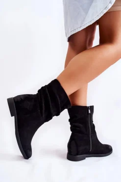 Clearance Boto Damskie Zamszowe Wysokie Botki Czarne Venis