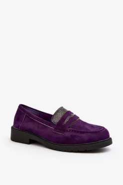 Damskie Boto Damskie Zdobione Mokasyny Fioletowe Dananei
