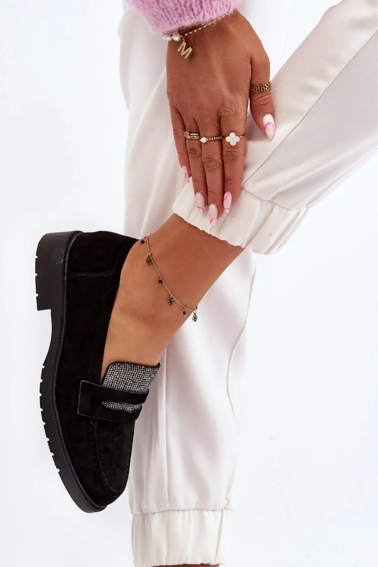 New Boto Damskie Zdobione Mokasyny Czarne Dananei