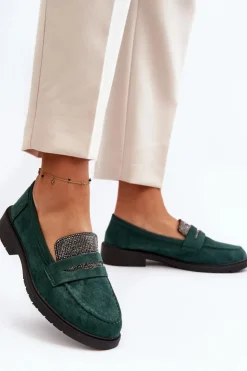 Damskie Boto Damskie Zdobione Mokasyny Ciemnozielone Dananei