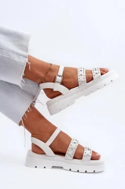 Damskie Boto Damskie Zdobione Sandały Eko Skóra Białe Arcida