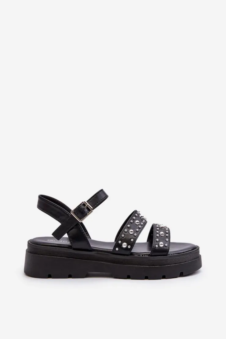 Damskie Boto Damskie Zdobione Sandały Eko Skóra Czarne Arcida