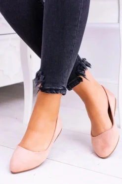 Boto Baleriny Klasyczne*Delikatne Baleriny W Szpic Zamszowe Różowe Dermeno