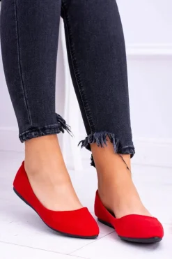 Discount Boto Delikatne Baleriny W Szpic Zamszowe Czerwone Dermeno