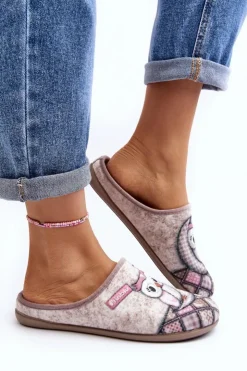 Hot INBLU Domowe Klapki Klapki Sowa GF000018 Beżowe