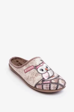 Hot INBLU Domowe Klapki Klapki Sowa GF000018 Beżowe