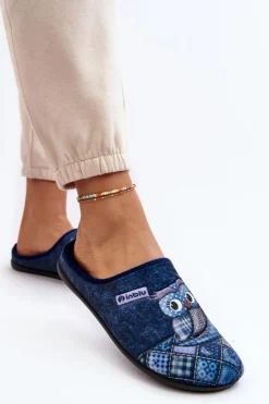 Sale INBLU Domowe Klapki Klapki Sowa GF000018 Granatowe