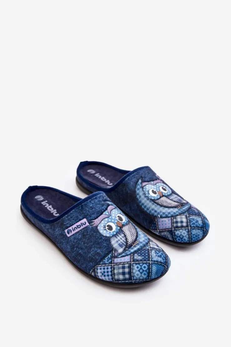 Sale INBLU Domowe Klapki Klapki Sowa GF000018 Granatowe