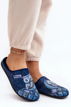 Sale INBLU Domowe Klapki Klapki Sowa GF000018 Granatowe