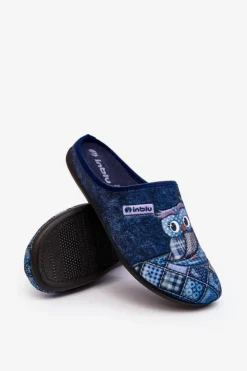 Sale INBLU Domowe Klapki Klapki Sowa GF000018 Granatowe