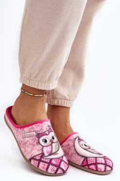 INBLU Domowe Klapki Klapki Sowa GF000018 Różowe Różowy