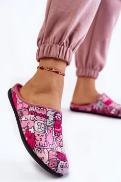 Damskie INBLU Domowe Klapki Papcie W Koty GF-12-023 Różowe