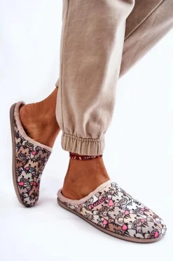 Hot INBLU Domowe Klapki Papcie W Koty GF-12-011 Beżowe