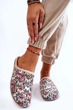 Hot INBLU Domowe Klapki Papcie W Koty GF-12-011 Beżowe