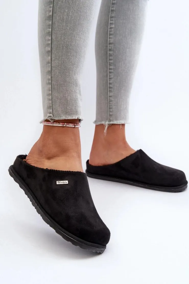 Damskie INBLU Domowe Ocieplane Klapki Papcie CS-34-014 Czarne