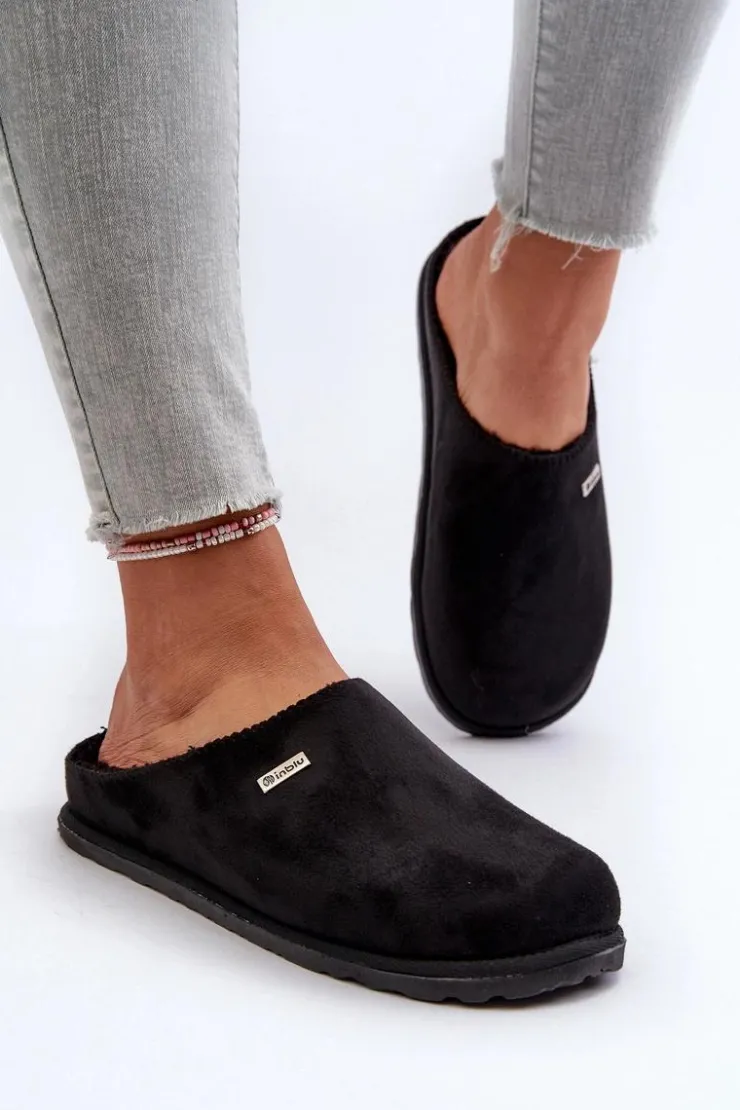 Damskie INBLU Domowe Ocieplane Klapki Papcie CS-34-014 Czarne