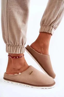 INBLU Domowe Ocieplane Klapki Papcie CS-34-011 Beżowe